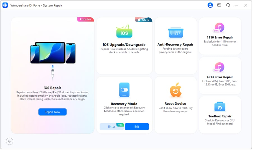 opt for ios repair feature