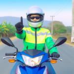 Biker demonstrating essential hand signals for safety on the road