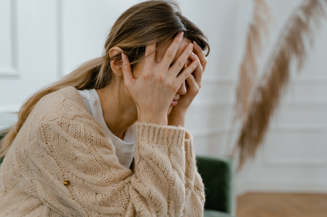 Stressed teen working on school project