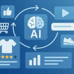 AI-powered recommendation engine concept with data analytics enhancing business performance