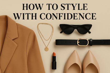 Trendy wardrobe essentials arranged to showcase confident personal fashion style choices