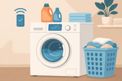 Smart washing machine with digital controls simplifying modern laundry routines