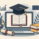 Laptop with graduation cap and books symbolizing benefits of earning an online degree