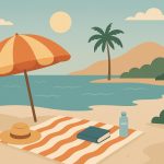Sunny park picnic setup with blanket, book, snacks, and coffee for a refreshing micro-vacation