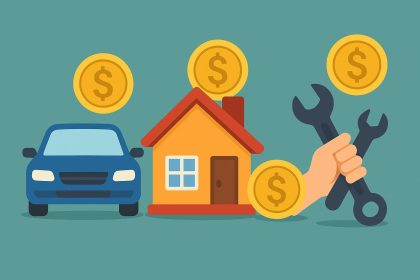 Car, house, and tools symbolizing popular side income ideas for Malaysians to earn extra money