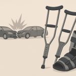 Damaged car on roadside after accident illustrating long-term injury recovery challenges