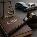 Damaged car on city street illustrating legal rights after car accident injury