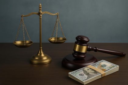 Close-up of legal documents and gavel symbolizing personal injury case negotiations