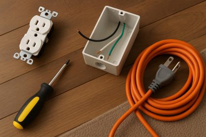 Licensed electrician repairing residential wiring in Grapevine home for safe electrical service