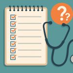 Doctor consulting patient with clipboard and stethoscope in medical office, healthcare choice concept