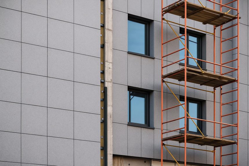 Modern building exterior with high-quality cladding panels installed by professional contractors