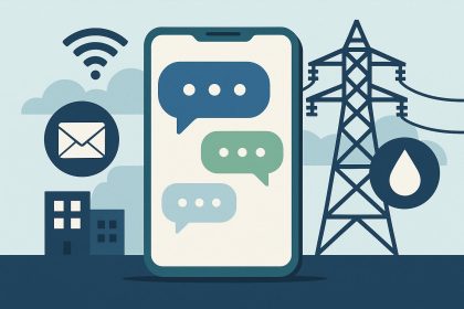Customer communication platform dashboard for utilities sector with analytics and messaging tools
