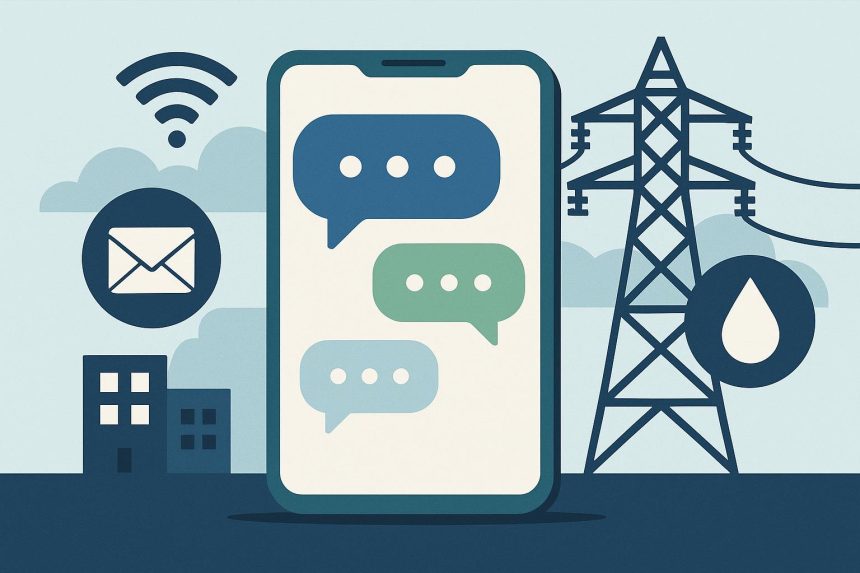 Customer communication platform dashboard for utilities sector with analytics and messaging tools