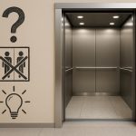Modern commercial elevator in office building lobby, illustrating common elevator misconceptions.