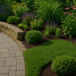 Modern garden with balanced hardscape and softscape elements for harmonious outdoor design
