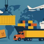 Freight containers and cargo truck at shipping yard illustrating key freight terminology concepts