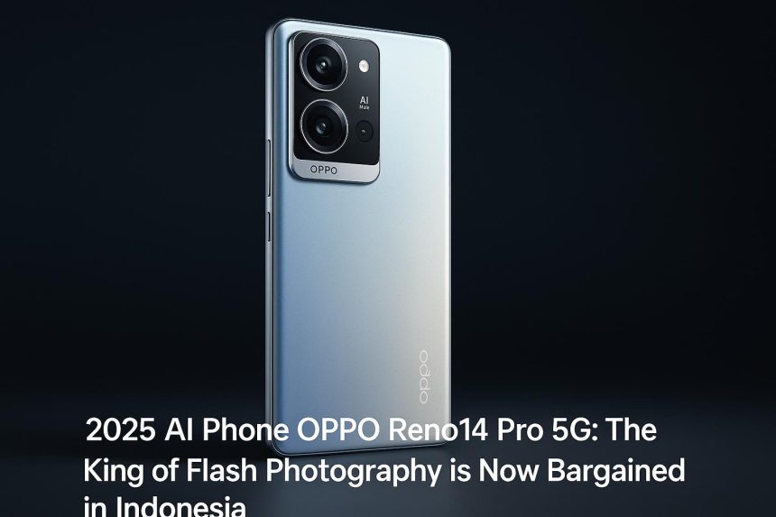 OPPO Reno14 Pro 5G smartphone showcasing AI camera features and flash photography in Indonesia