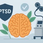 Transcranial magnetic stimulation device used for PTSD treatment and mental health improvement