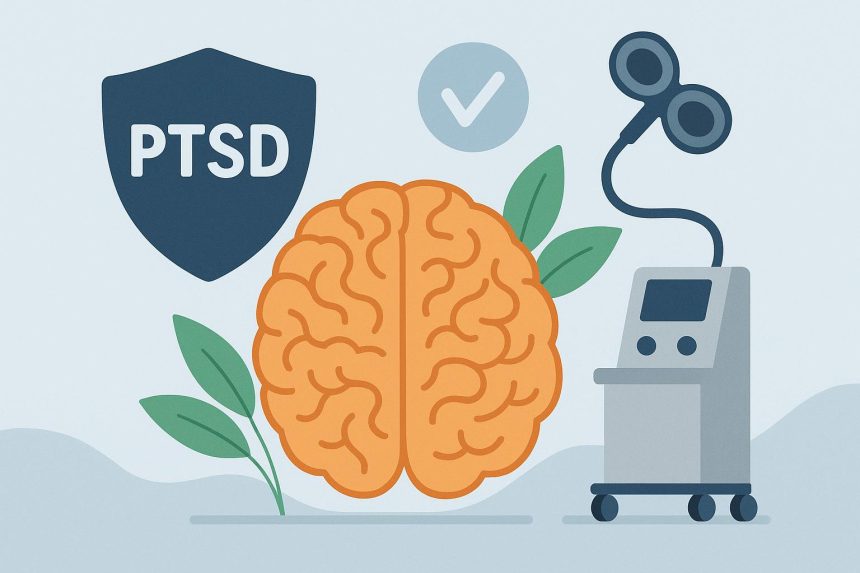 Transcranial magnetic stimulation device used for PTSD treatment and mental health improvement