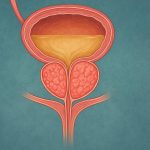 Illustration showing signs and symptoms of an enlarged prostate with actionable health tips