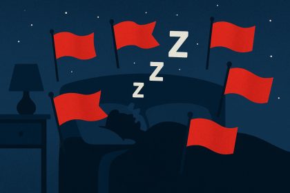 Person sleeping in bed with visible snoring, highlighting potential health risks of snoring