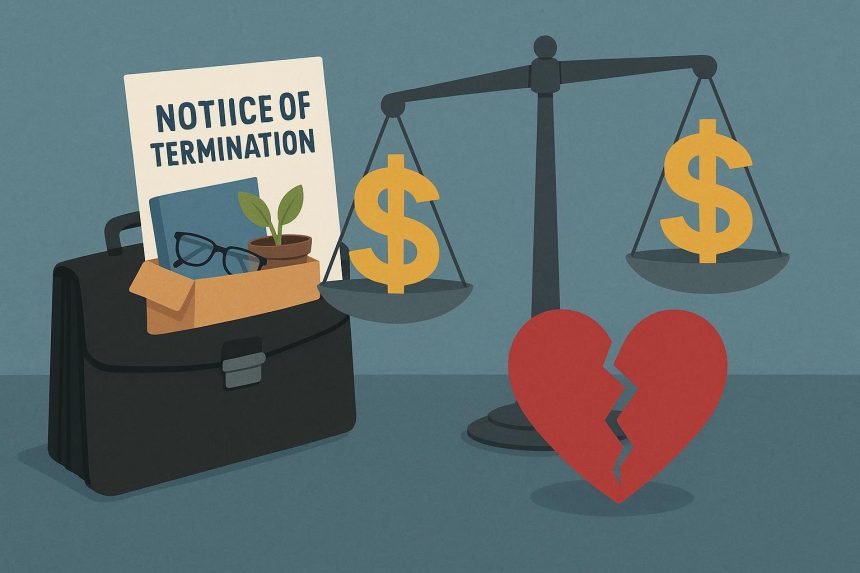 Gavel and divorce documents highlighting impact of job loss on alimony in long-term marriages