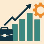 Scalable business growth concept with upward graph, innovation symbols, and entrepreneurial strategy