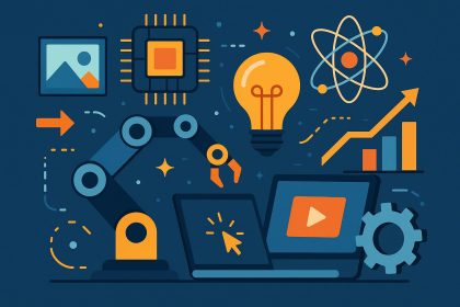 Digital collaboration tools and innovative tech devices symbolizing creative business innovation