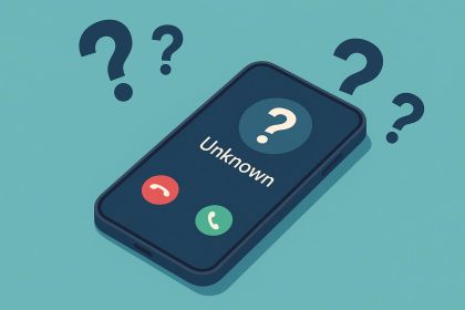 Smartphone displaying incoming call from unknown number, highlighting caller identification concept