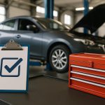 Mechanic inspecting car engine at repair shop for quality auto maintenance and service options