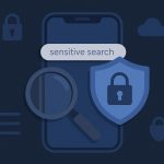 Smartphone displaying privacy settings and secure search tips for protecting online information