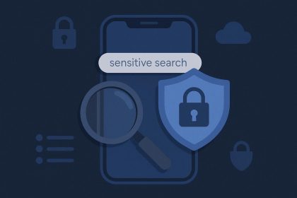 Smartphone displaying privacy settings and secure search tips for protecting online information