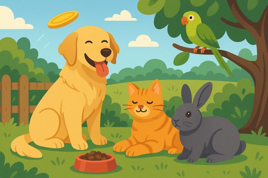 Happy dog playing in a sunny park, representing tips for a healthy and joyful pet lifestyle