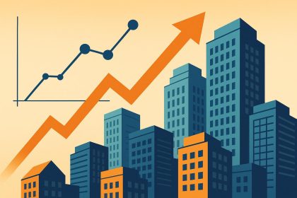 Modern city skyline with futuristic buildings highlighting latest real estate industry trends