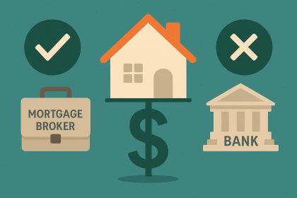 Mortgage broker consulting clients about home loan options versus traditional bank services