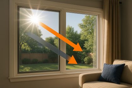 Sunlight filtering through tinted home windows providing UV protection for a safe family environment