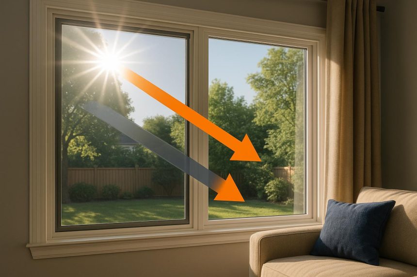 Sunlight filtering through tinted home windows providing UV protection for a safe family environment