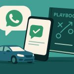 Car dealership sales team using WhatsApp on smartphones to engage and connect with customers