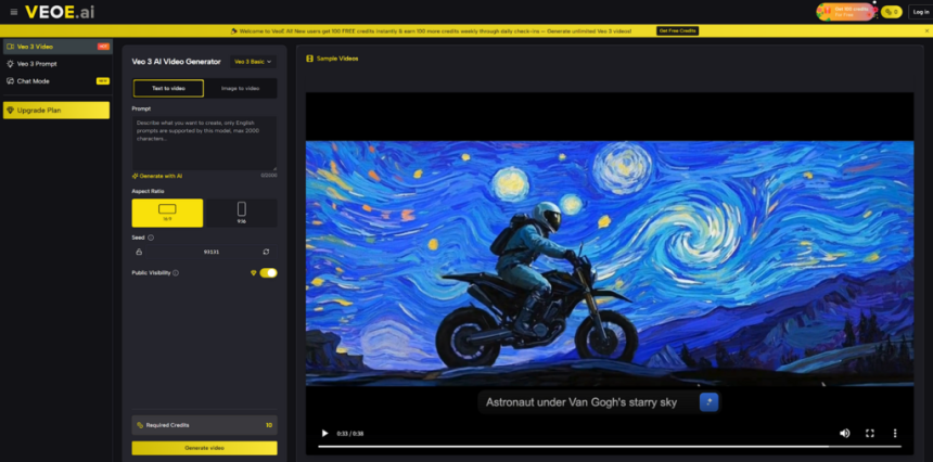 Image 1 of VEOE AI: Turn Your Words and Images into Cinematic Videos with Veo 3