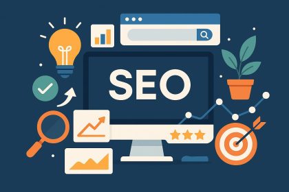 Modern office workspace with digital marketing charts representing leading SEO companies in Thailand