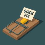 Broken chain symbolizing the pitfalls of quick fixes and the importance of sustainable solutions