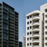 River Modern and Chuan Park condominium buildings side by side, highlighting architectural contrast