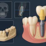 Digital dental scan displaying prosthetically driven implant planning with optimized placement