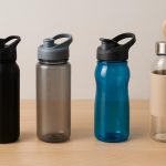 Various sipper bottles in different styles and colors displayed on a clean, modern surface