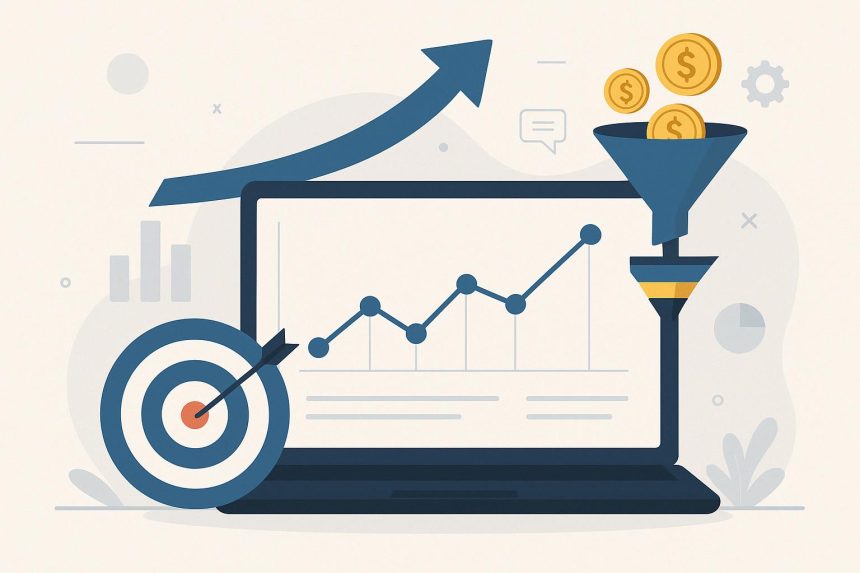 Conversion tracking dashboard displaying website analytics and performance metrics for optimization