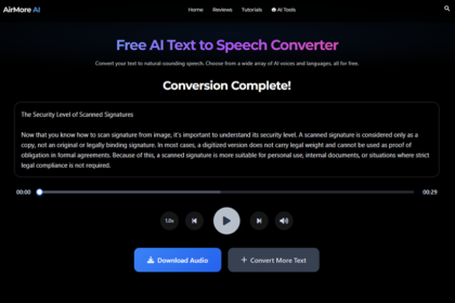 Image 1 of Free AI Text to Speech Tool: Convert Text into Natural Audio with AirMore AI