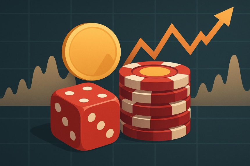 Slot machine reels and statistics illustrating RTP and volatility concepts for gaming analysis