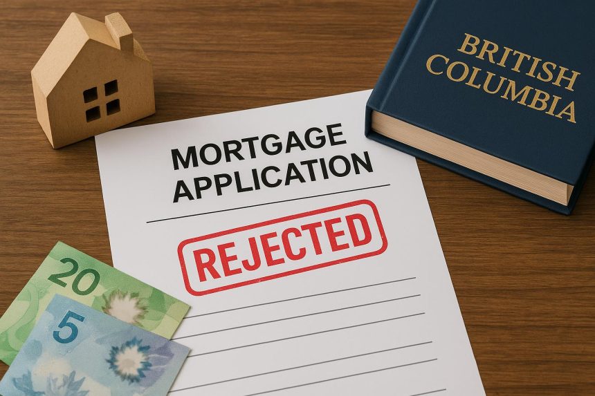 Denied mortgage application documents highlighting strict lending criteria for British Columbians