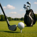 Golf club mid-swing on green fairway illustrating techniques for a perfect golf swing