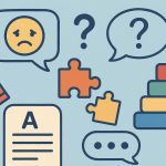 Child using communication cards with a speech therapist to improve language and social skills